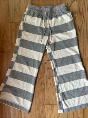 Free people Wide Leg Stripe Lounge Pants - Gray & White